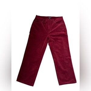 Eileen Fisher Deep Red Corduroy Trousers